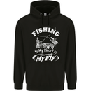 Fishing the Way to My Heart Funny Fisherman Mens 80% Cotton Hoodie Black