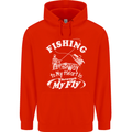 Fishing the Way to My Heart Funny Fisherman Mens 80% Cotton Hoodie Bright Red