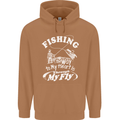 Fishing the Way to My Heart Funny Fisherman Mens 80% Cotton Hoodie Caramel Latte