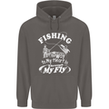 Fishing the Way to My Heart Funny Fisherman Mens 80% Cotton Hoodie Charcoal
