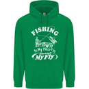 Fishing the Way to My Heart Funny Fisherman Mens 80% Cotton Hoodie Irish Green