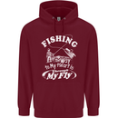 Fishing the Way to My Heart Funny Fisherman Mens 80% Cotton Hoodie Maroon