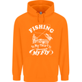 Fishing the Way to My Heart Funny Fisherman Mens 80% Cotton Hoodie Orange