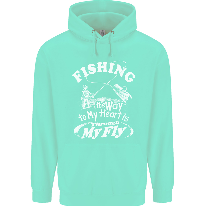 Fishing the Way to My Heart Funny Fisherman Mens 80% Cotton Hoodie Peppermint