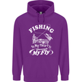 Fishing the Way to My Heart Funny Fisherman Mens 80% Cotton Hoodie Purple