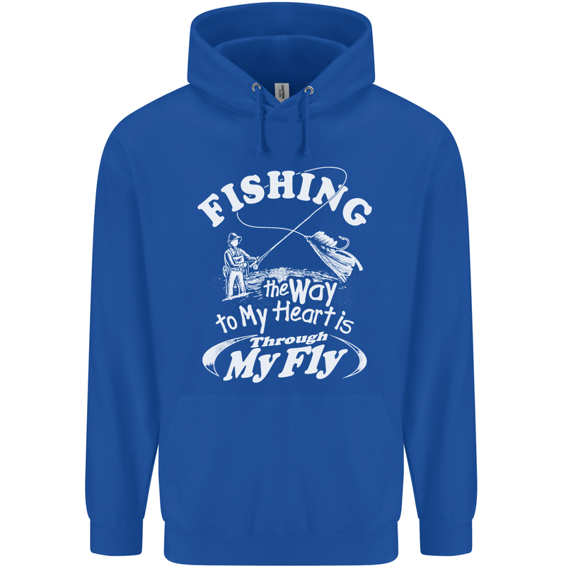 Fishing the Way to My Heart Funny Fisherman Mens 80% Cotton Hoodie Royal Blue