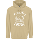 Fishing the Way to My Heart Funny Fisherman Mens 80% Cotton Hoodie Sand