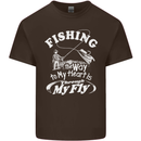 Fishing the Way to My Heart Funny Fisherman Mens Cotton T-Shirt Tee Top Dark Chocolate