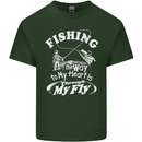 Fishing the Way to My Heart Funny Fisherman Mens Cotton T-Shirt Tee Top Forest Green