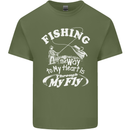 Fishing the Way to My Heart Funny Fisherman Mens Cotton T-Shirt Tee Top Military Green