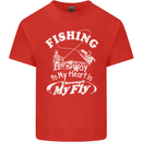 Fishing the Way to My Heart Funny Fisherman Mens Cotton T-Shirt Tee Top Red