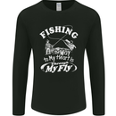 Fishing the Way to My Heart Funny Fisherman Mens Long Sleeve T-Shirt Black