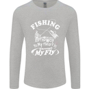 Fishing the Way to My Heart Funny Fisherman Mens Long Sleeve T-Shirt Sports Grey
