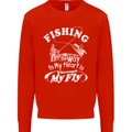 Fishing the Way to My Heart Funny Fisherman Mens Sweatshirt Jumper Bright Red