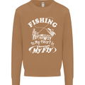 Fishing the Way to My Heart Funny Fisherman Mens Sweatshirt Jumper Caramel Latte