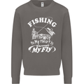 Fishing the Way to My Heart Funny Fisherman Mens Sweatshirt Jumper Charcoal