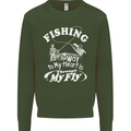 Fishing the Way to My Heart Funny Fisherman Mens Sweatshirt Jumper Forest Green