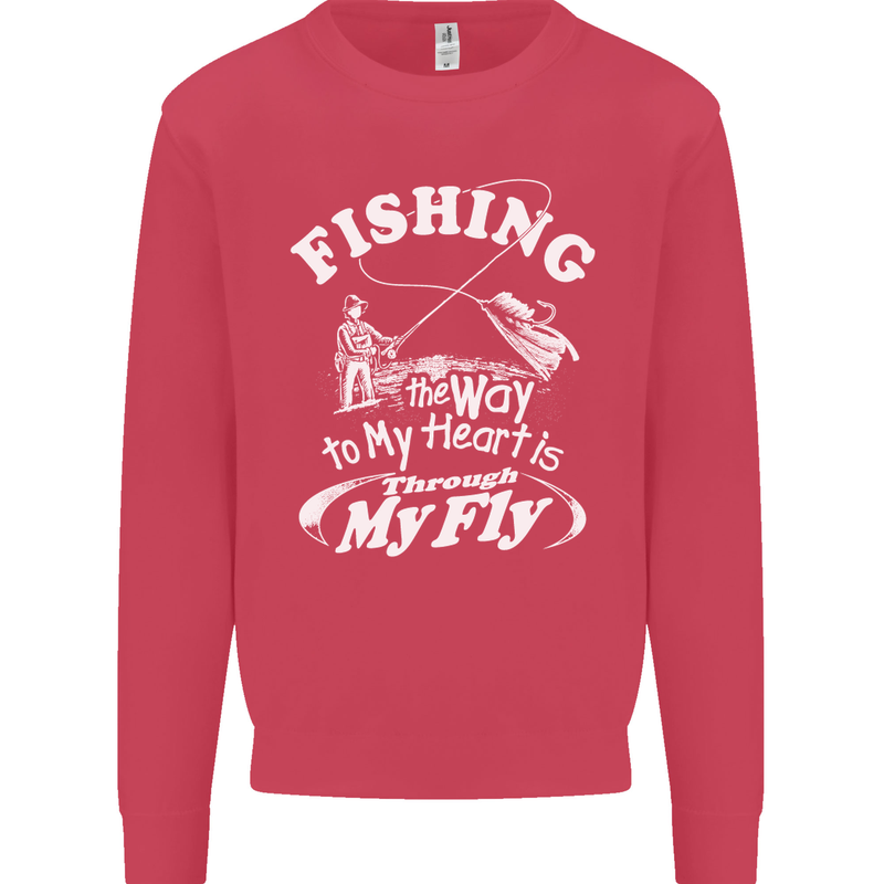 Fishing the Way to My Heart Funny Fisherman Mens Sweatshirt Jumper Heliconia
