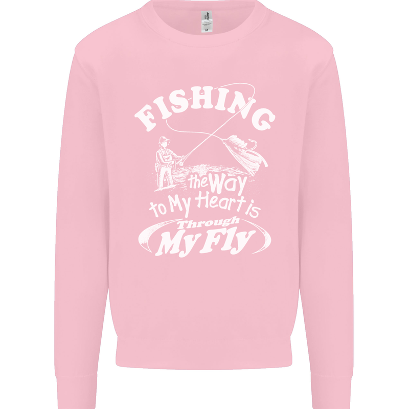Fishing the Way to My Heart Funny Fisherman Mens Sweatshirt Jumper Light Pink