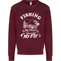 Fishing the Way to My Heart Funny Fisherman Mens Sweatshirt Jumper Maroon
