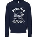 Fishing the Way to My Heart Funny Fisherman Mens Sweatshirt Jumper Navy Blue