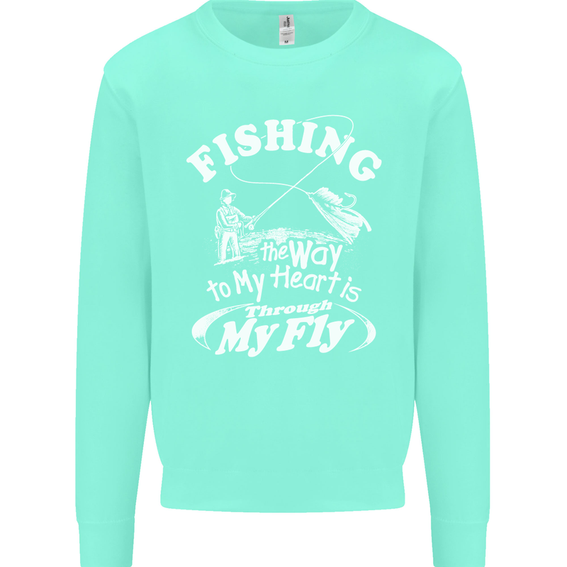 Fishing the Way to My Heart Funny Fisherman Mens Sweatshirt Jumper Peppermint