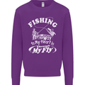 Fishing the Way to My Heart Funny Fisherman Mens Sweatshirt Jumper Purple