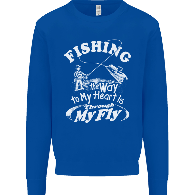 Fishing the Way to My Heart Funny Fisherman Mens Sweatshirt Jumper Royal Blue