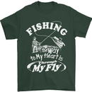 Fishing the Way to My Heart Funny Fisherman Mens T-Shirt Cotton Gildan Forest Green