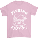 Fishing the Way to My Heart Funny Fisherman Mens T-Shirt Cotton Gildan Light Pink