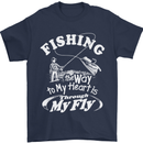 Fishing the Way to My Heart Funny Fisherman Mens T-Shirt Cotton Gildan Navy Blue