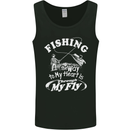 Fishing the Way to My Heart Funny Fisherman Mens Vest Tank Top Black