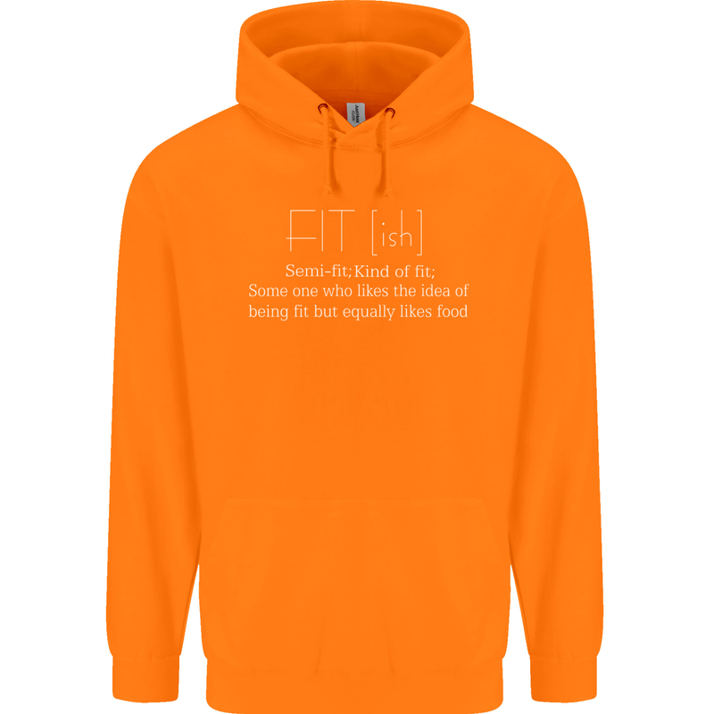 Fit ish Funny Gym Training Top Overweight Childrens Kids Hoodie Orange