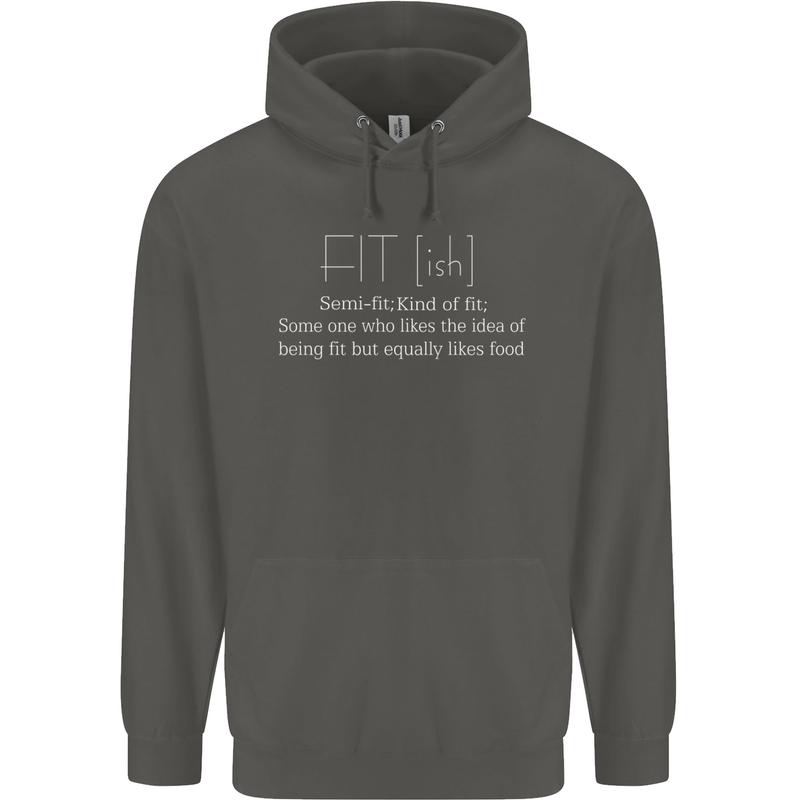 Fit ish Funny Gym Training Top Overweight Childrens Kids Hoodie Storm Grey