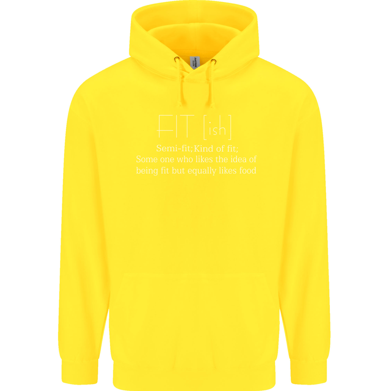 Fit ish Funny Gym Training Top Overweight Childrens Kids Hoodie Yellow