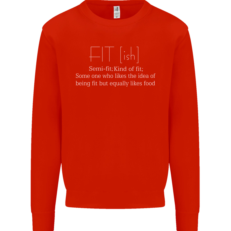 Fit ish Funny Gym Training Top Overweight Kids Sweatshirt Jumper Bright Red