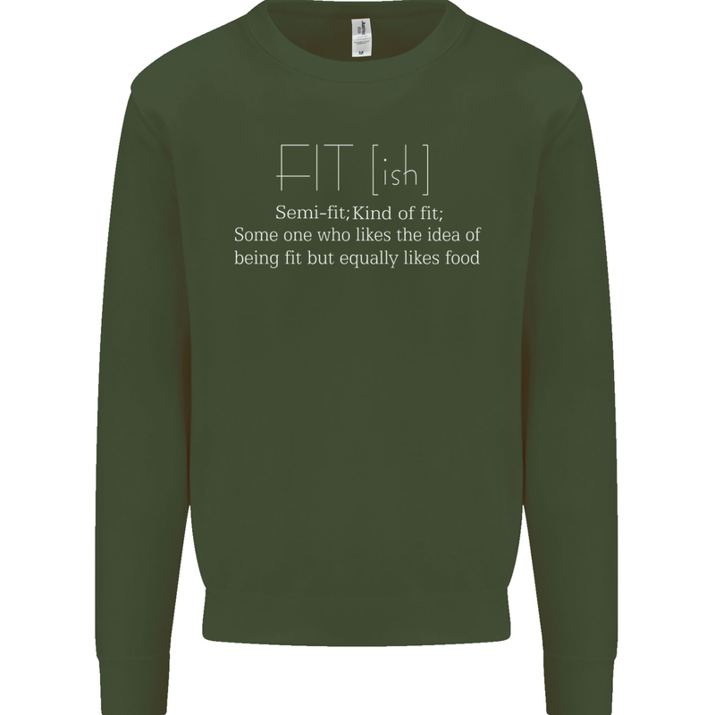 Fit ish Funny Gym Training Top Overweight Kids Sweatshirt Jumper Forest Green