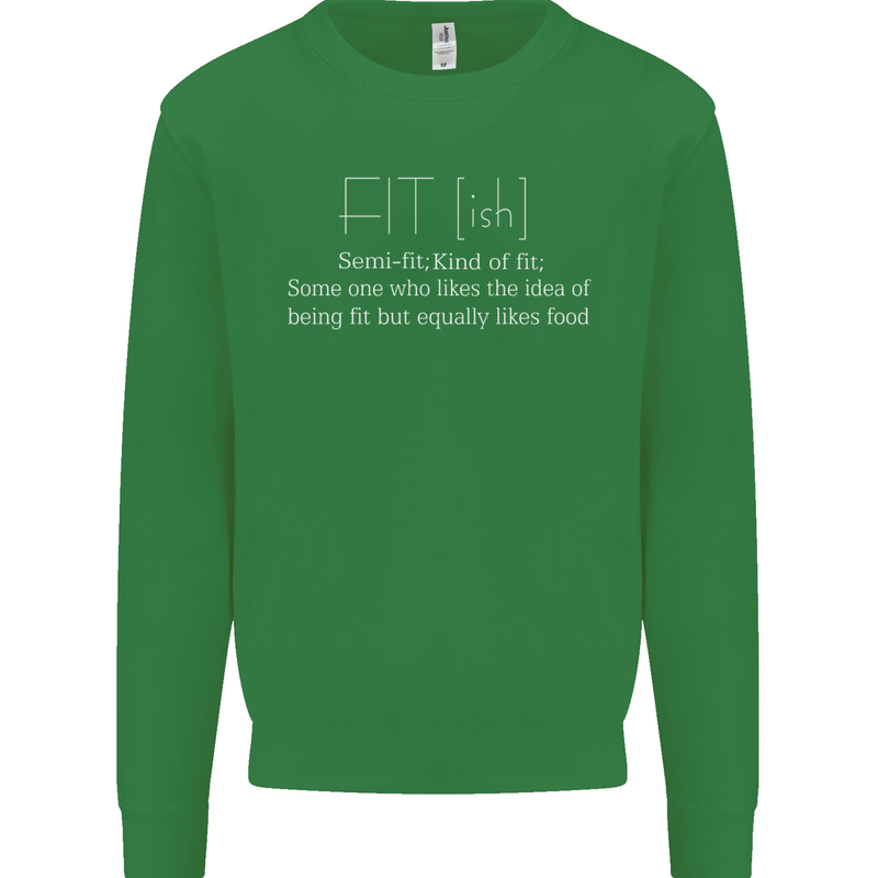 Fit ish Funny Gym Training Top Overweight Kids Sweatshirt Jumper Irish Green
