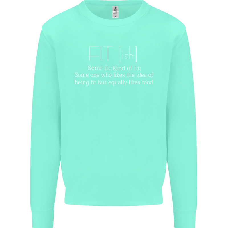 Fit ish Funny Gym Training Top Overweight Kids Sweatshirt Jumper Peppermint