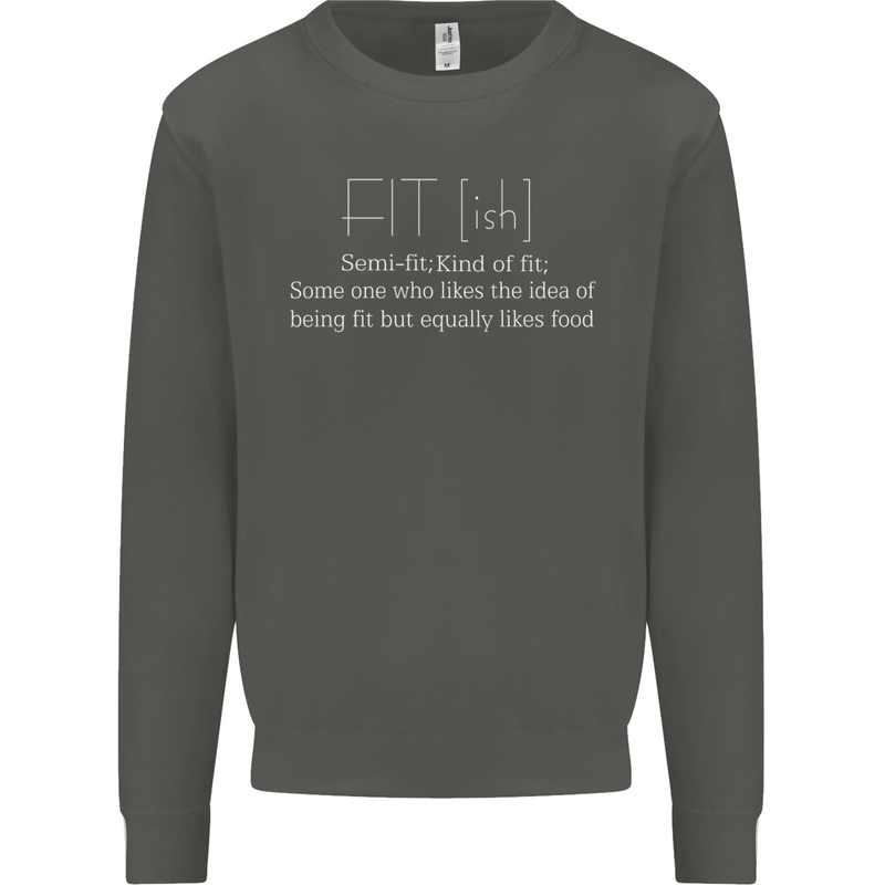 Fit ish Funny Gym Training Top Overweight Kids Sweatshirt Jumper Storm Grey
