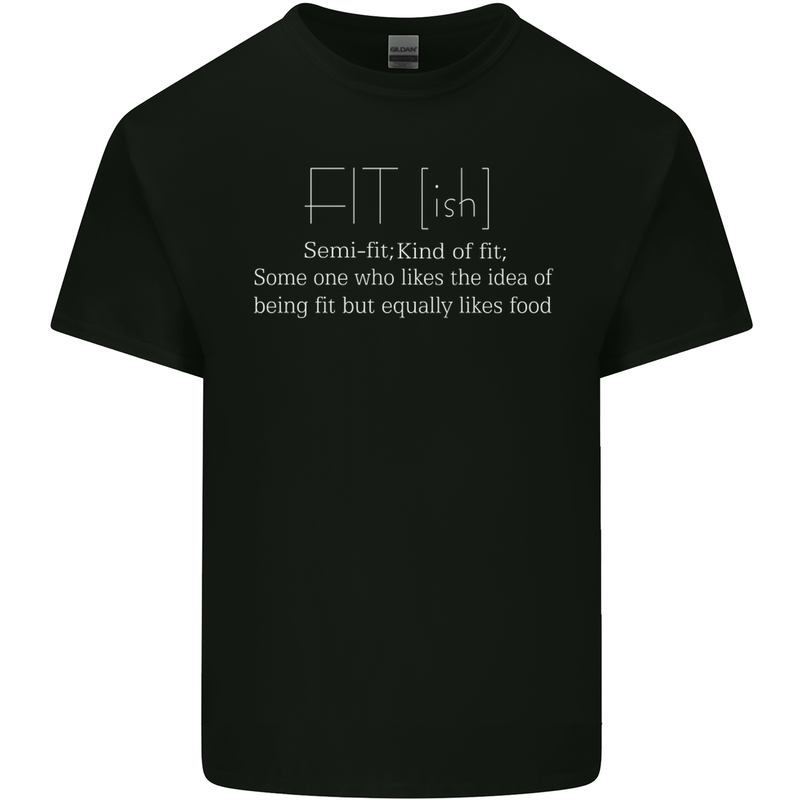 Fit ish Funny Gym Training Top Overweight Kids T-Shirt Childrens Black