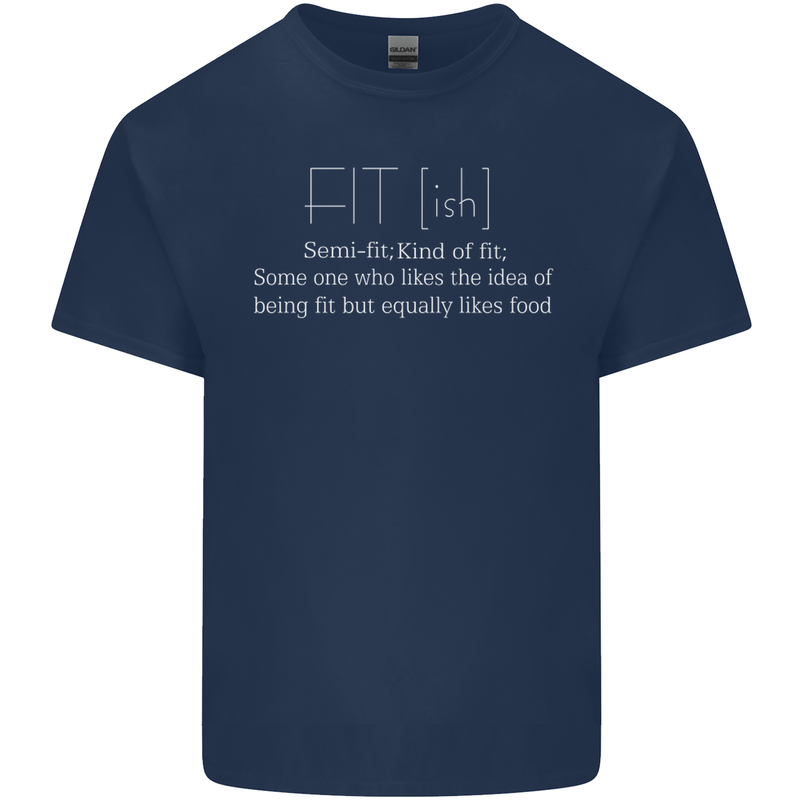 Fit ish Funny Gym Training Top Overweight Kids T-Shirt Childrens Navy Blue