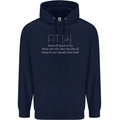 Fit ish Funny Gym Training Top Overweight Mens 80% Cotton Hoodie Navy Blue