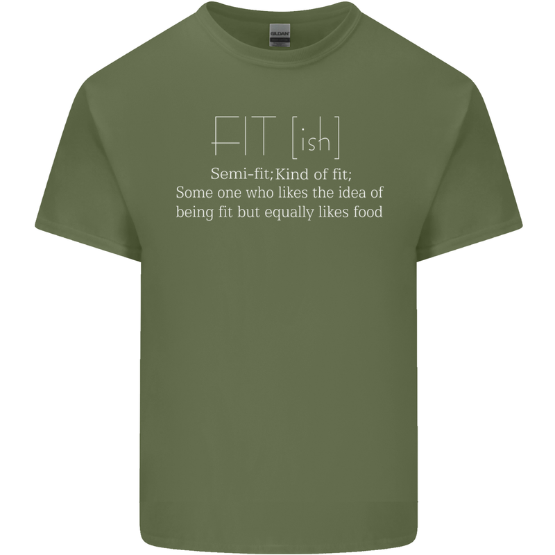 Fit ish Funny Gym Training Top Overweight Mens Cotton T-Shirt Tee Top Military Green