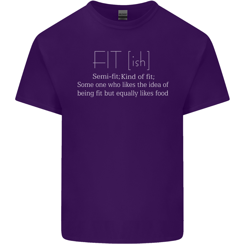 Fit ish Funny Gym Training Top Overweight Mens Cotton T-Shirt Tee Top Purple