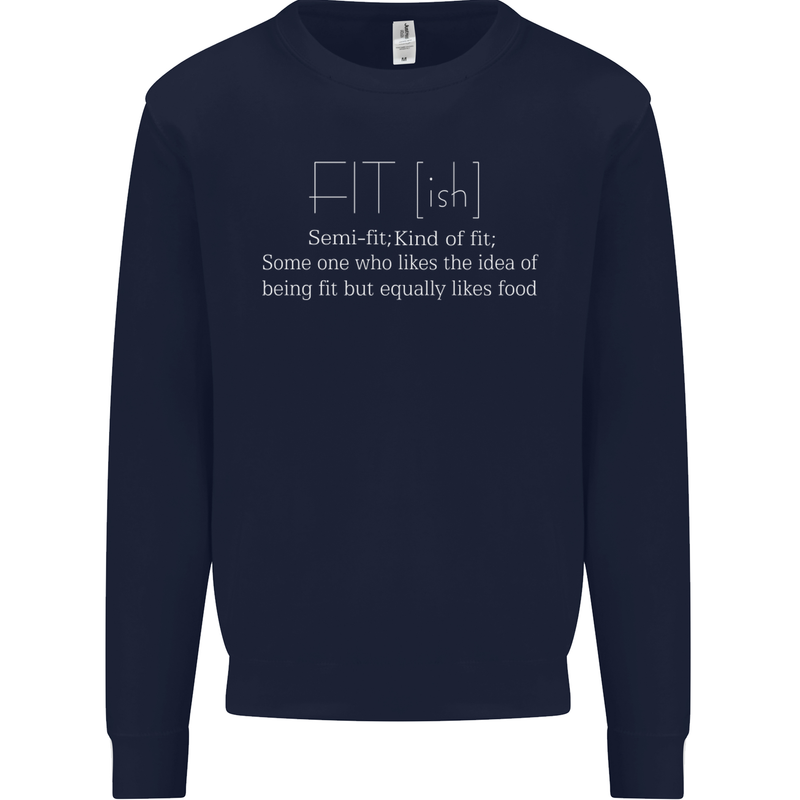 Fit ish Funny Gym Training Top Overweight Mens Sweatshirt Jumper Navy Blue