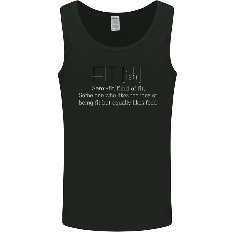 Fit ish Funny Gym Training Top Overweight Mens Vest Tank Top Black