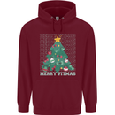 Fitness Merry Fitmas Christmas Tree Gym Childrens Kids Hoodie Maroon