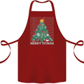 Fitness Merry Fitmas Christmas Tree Gym Cotton Apron 100% Organic Maroon