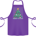 Fitness Merry Fitmas Christmas Tree Gym Cotton Apron 100% Organic Purple